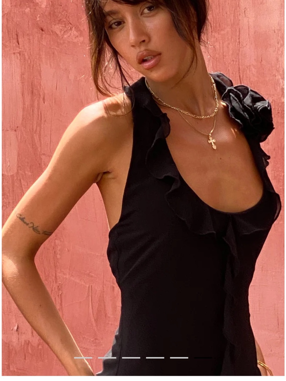 Motel Rocks Black Ruffle Halter Mini Dress - Picture 3 of 10